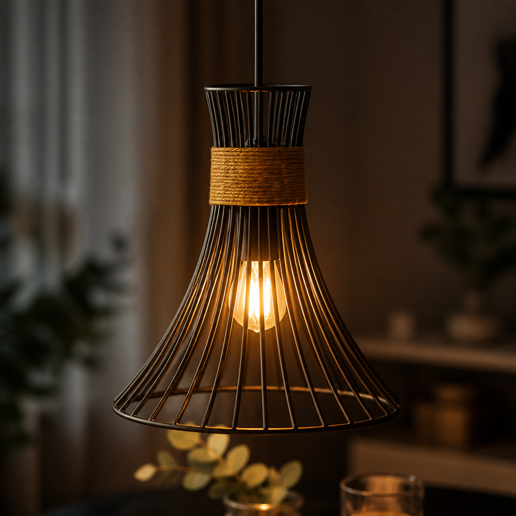 Minimalist Gold & Black Conical Pendant Light