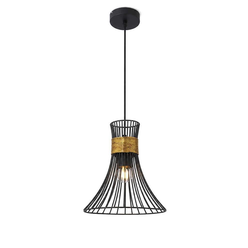 Minimalist Gold & Black Conical Pendant Light