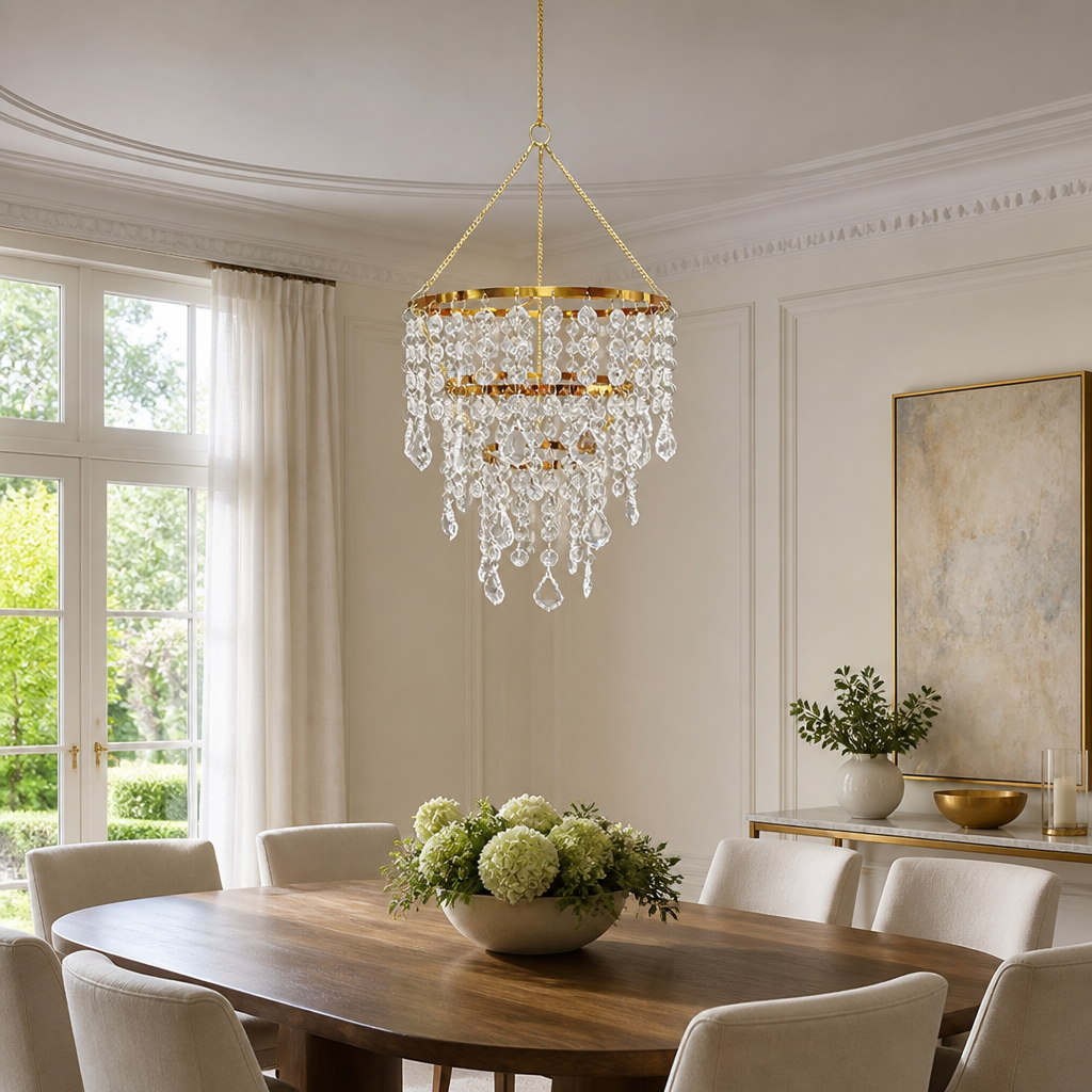 Acrylic Three-Layer Beaded Chandelier