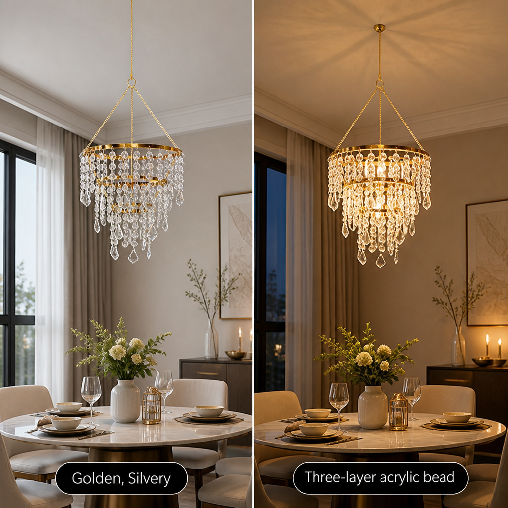 Acrylic Three-Layer Beaded Chandelier