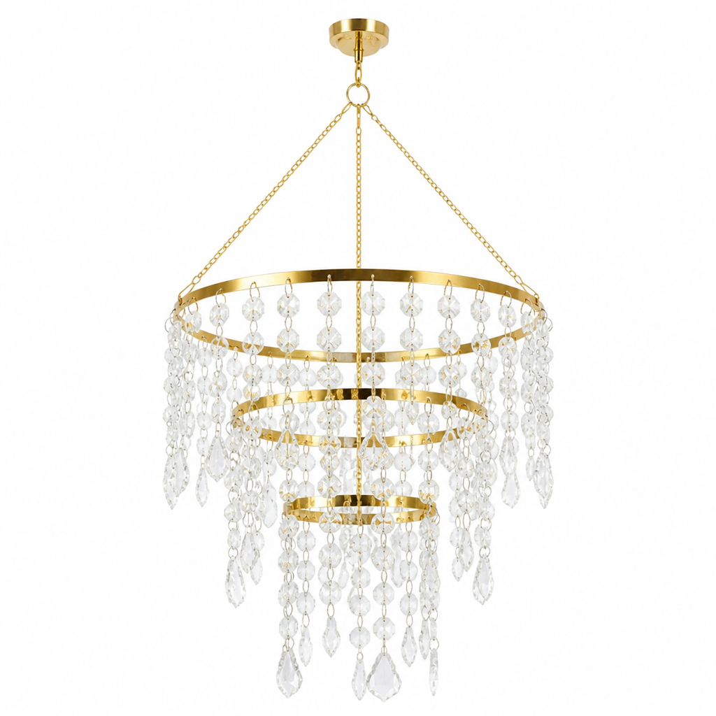 Acrylic Three-Layer Beaded Chandelier