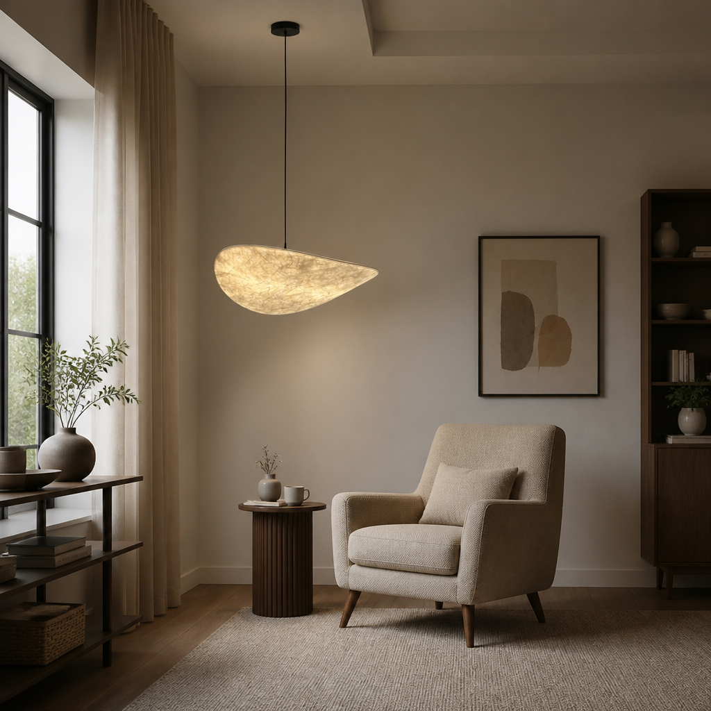 Art-Deco Silk LED Round Pendant Light