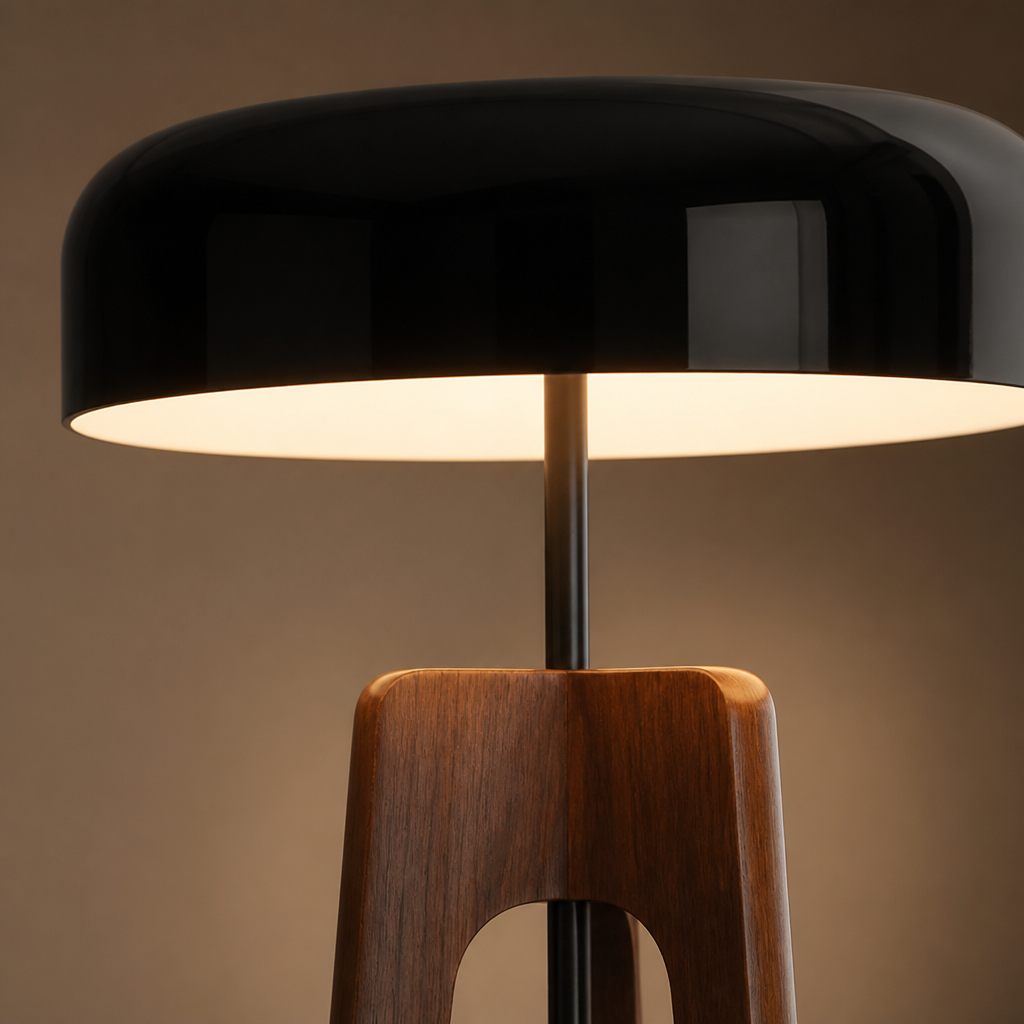 Art-Deco Wood LED Tripod Floor Lamp
