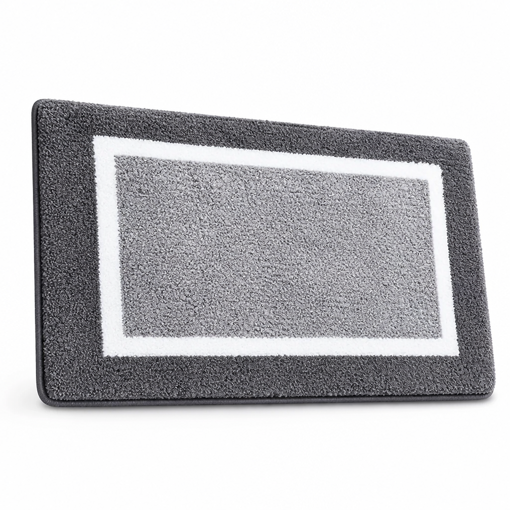 Bath Mat Microfiber Plush Anti-Slip Backing Machine Washable