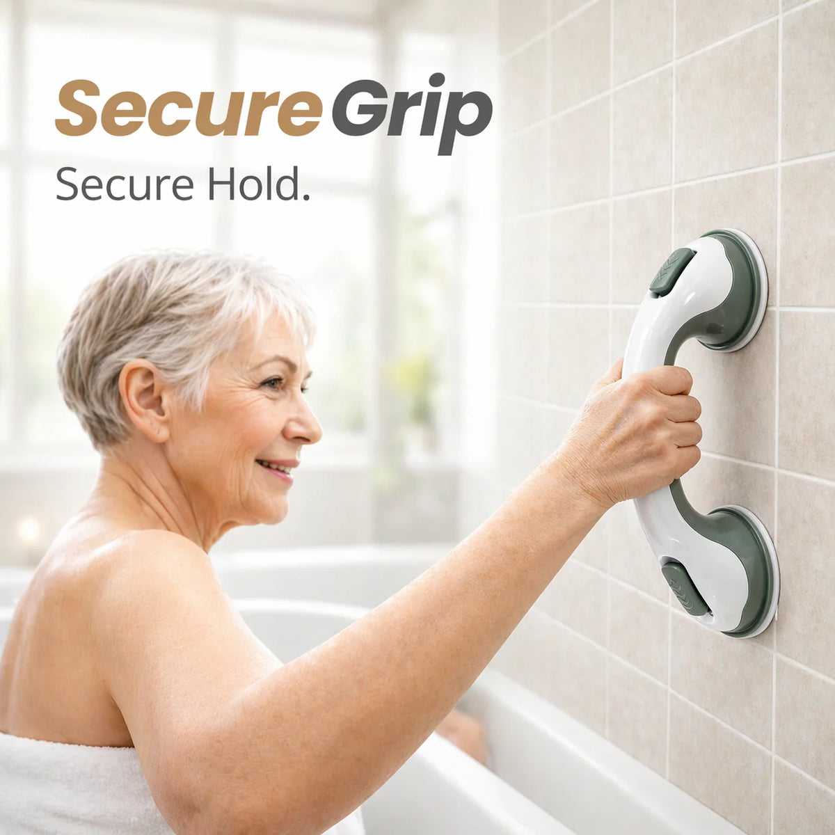 Bathroom Grab Handle Double Suction Lock 176 Lbs