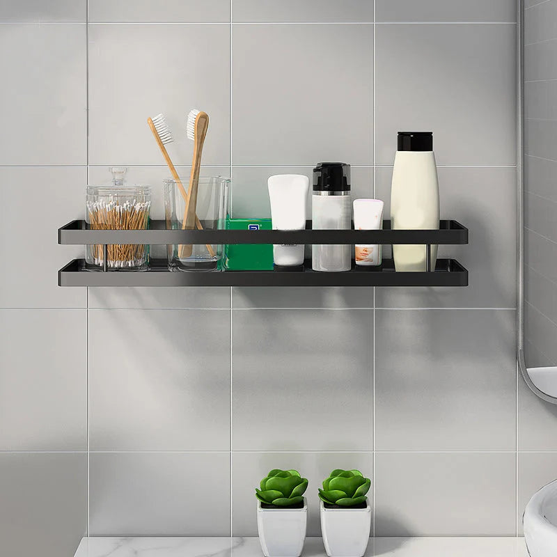 Bathroom Shelf Set Matte Black Rust-Resistant Mounting Kit