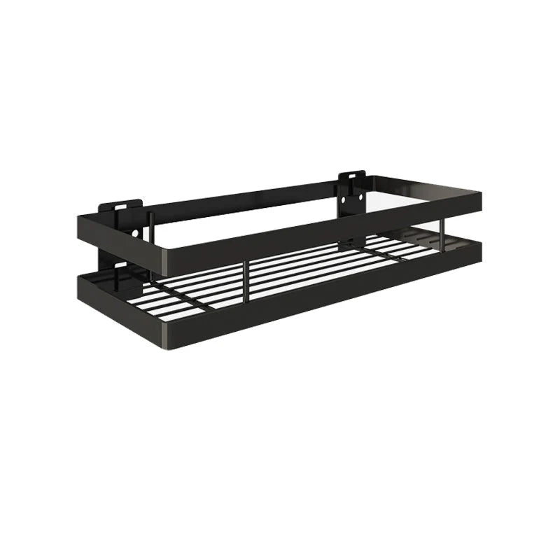 Bathroom Shelf Set Matte Black Rust-Resistant Mounting Kit