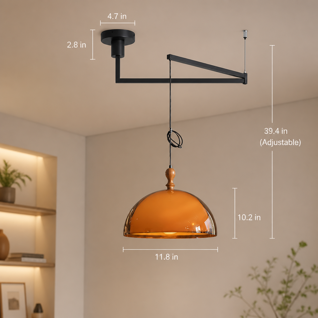 Bauhaus-Style Brown LED Adjustable Hanging Pendant Light