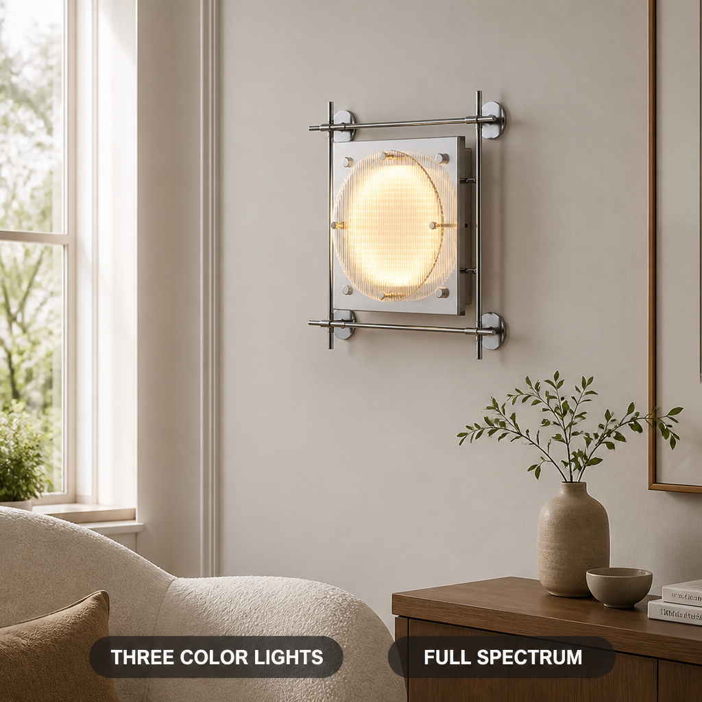 Bauhaus-Style Ice Glass LED Three-Color Wall Sconce