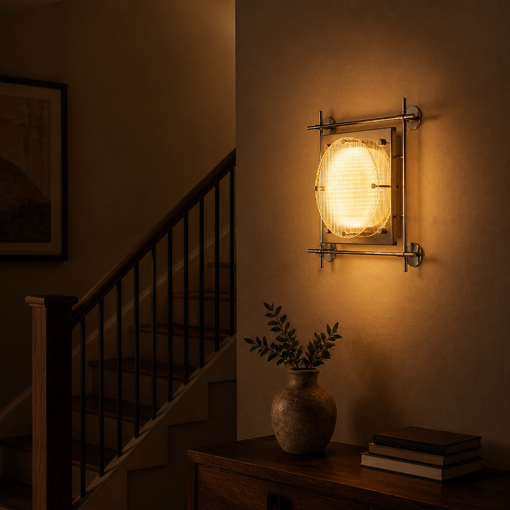 Bauhaus-Style Ice Glass LED Three-Color Wall Sconce