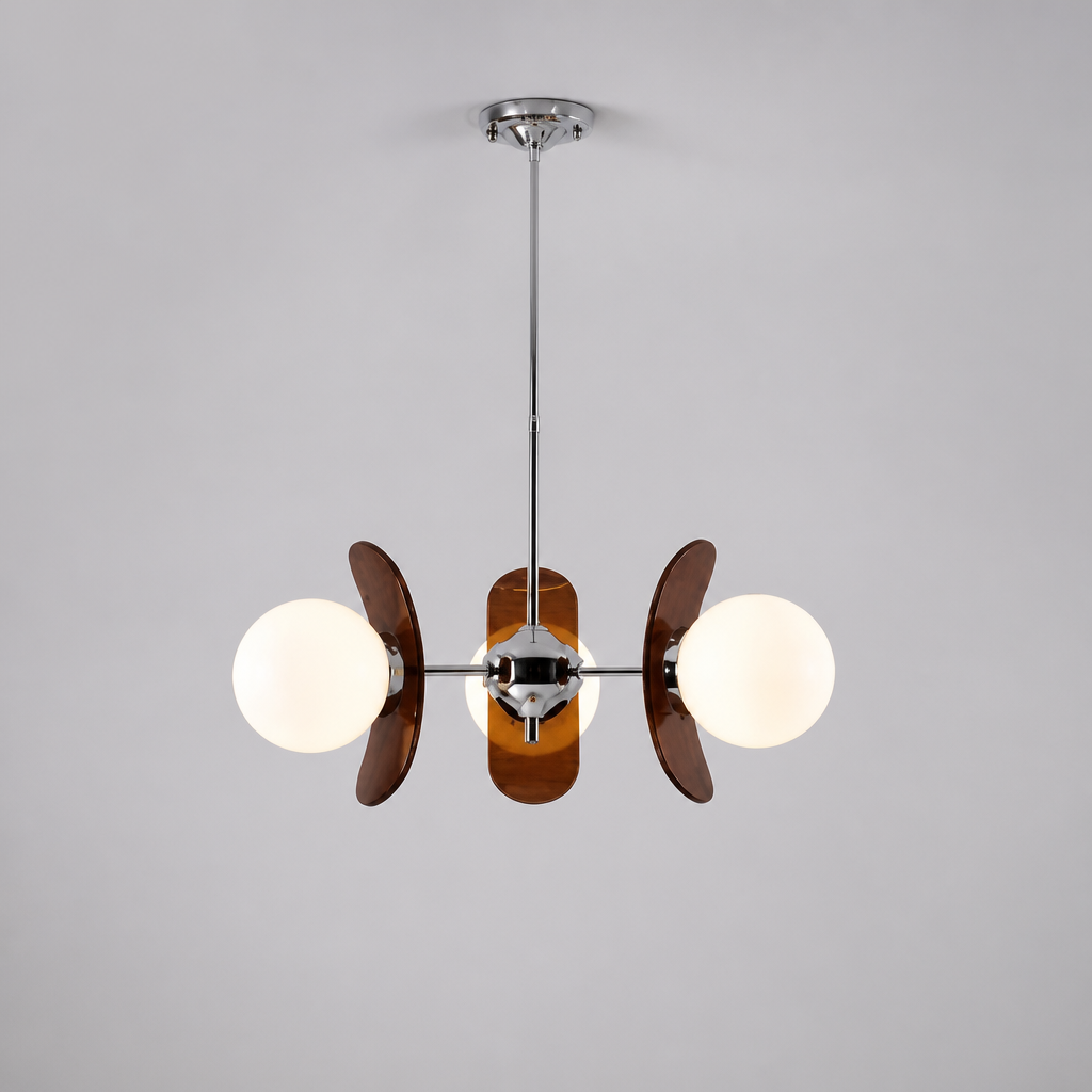 Bauhaus-Style Wood & Metal Magic Bean Chandelier