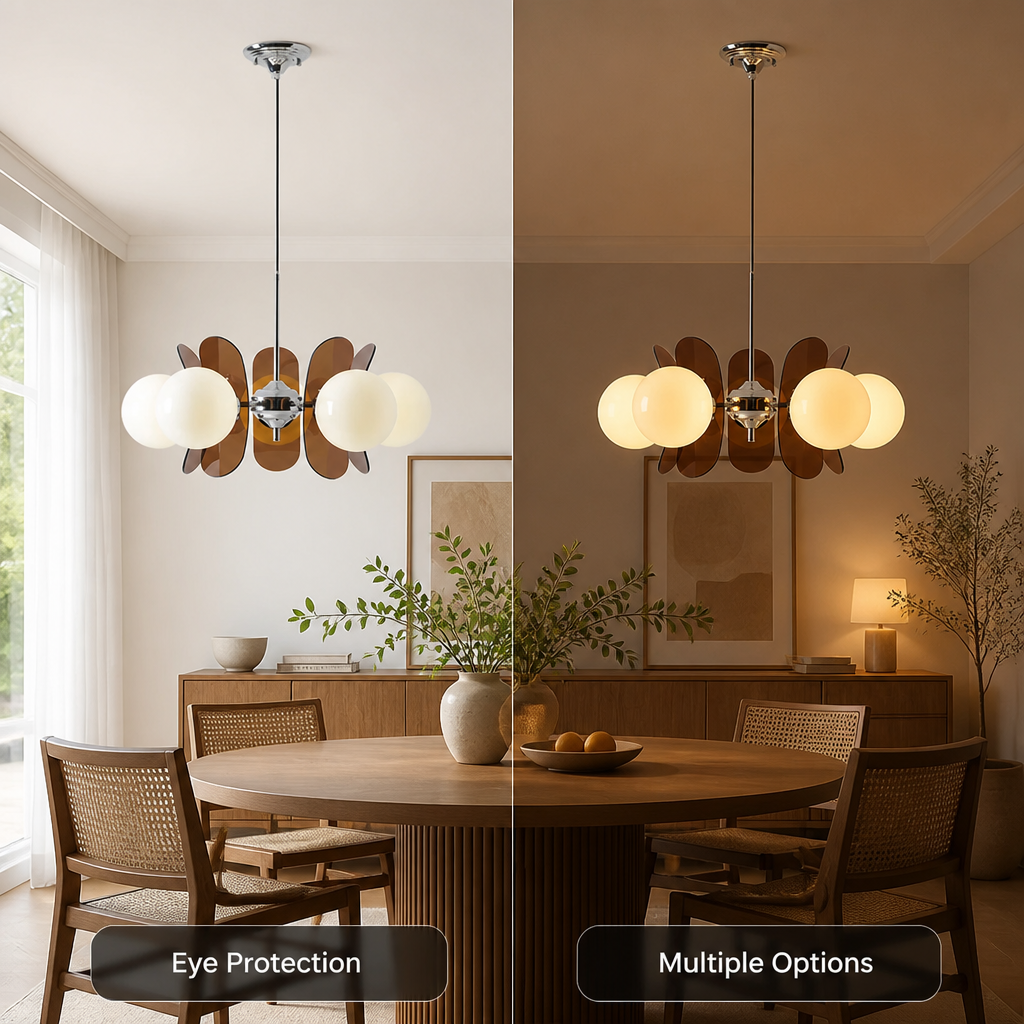Bauhaus-Style Wood & Metal Magic Bean Chandelier