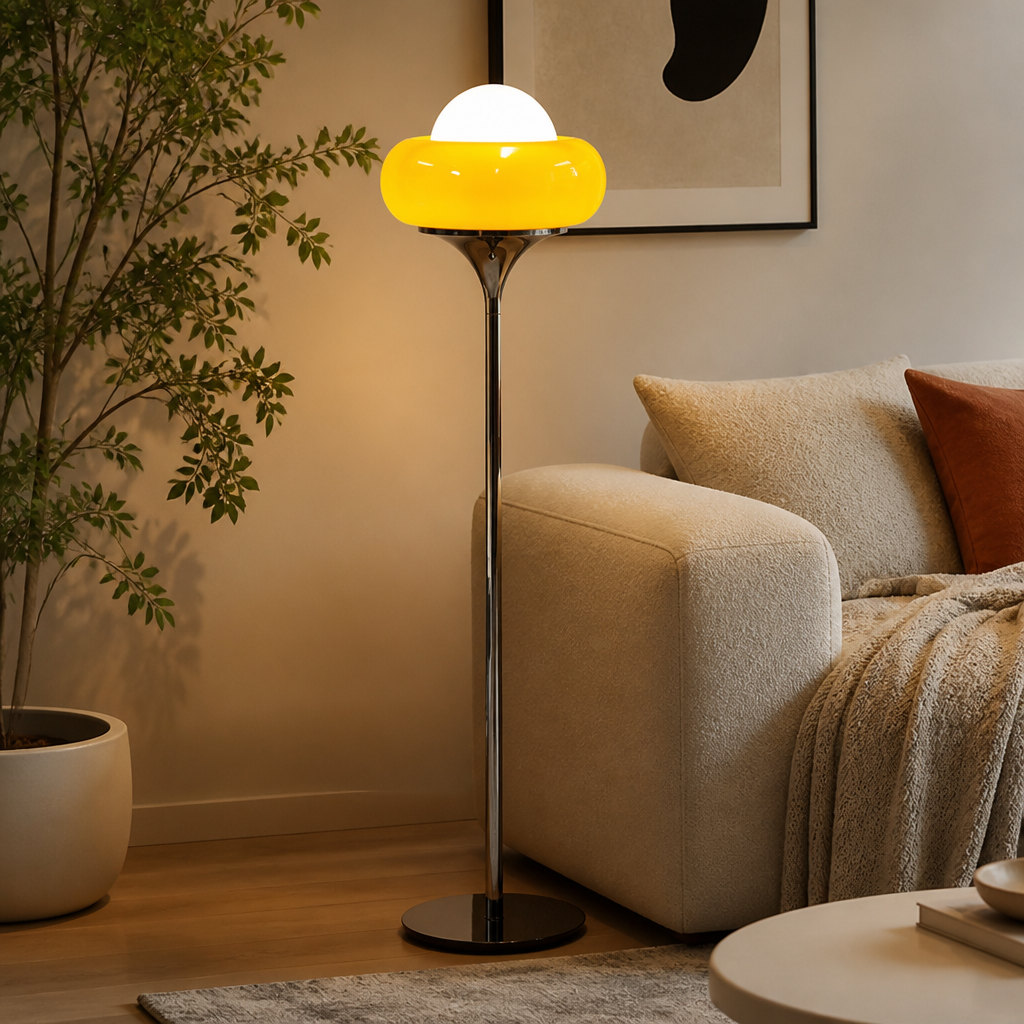 Bauhaus-Style Yellow Egg-Shaped Table Lamp