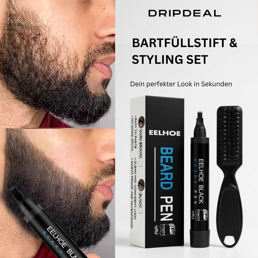 Beard Filling Pen Set Angled Tip & Blending Brush