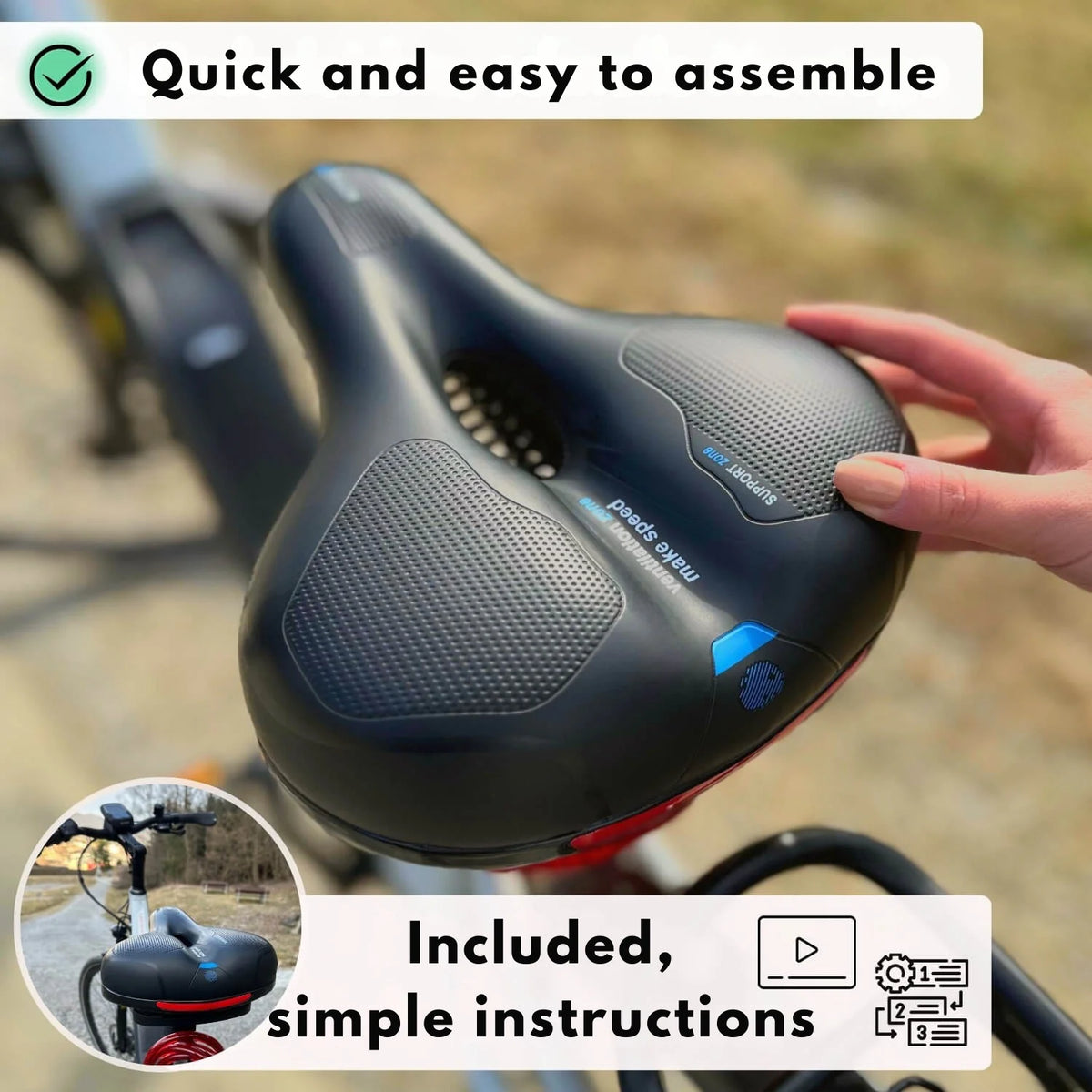 Bicycle Saddle Ergonomic Memory Foam & Shock-Absorbing