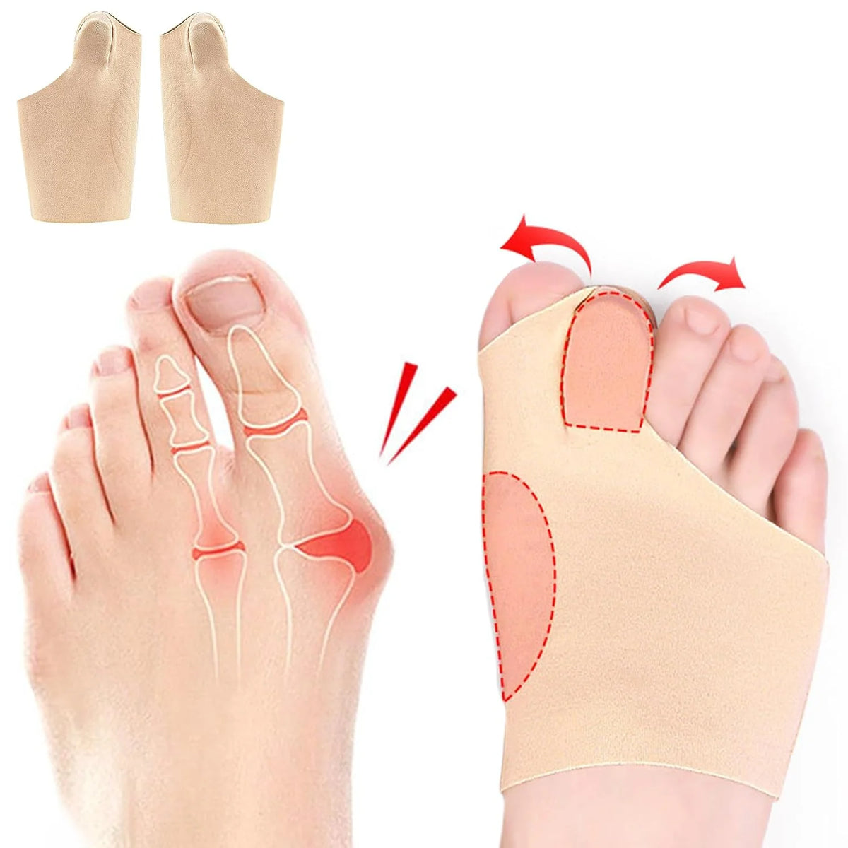 Big Toe Corrector Two-Loop Low-Profile Washable Fabric