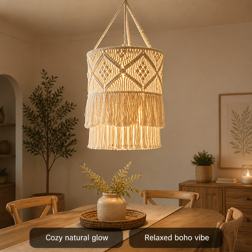 Boho Beige Rope Pendant Light