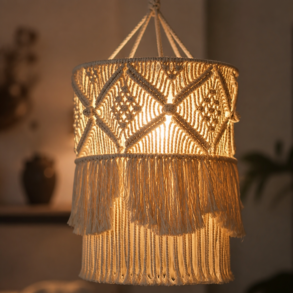 Boho Beige Rope Pendant Light