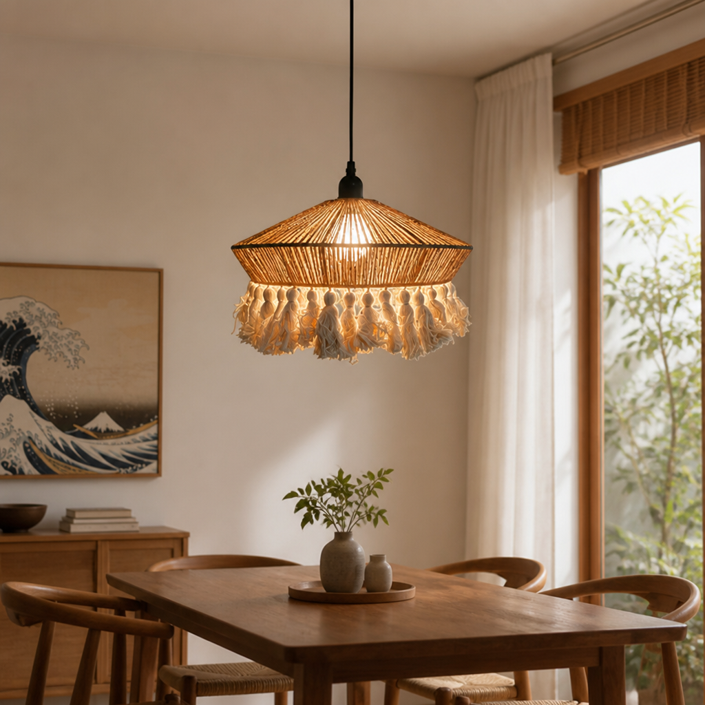 Boho Cotton Rope Tassel Pendant Light