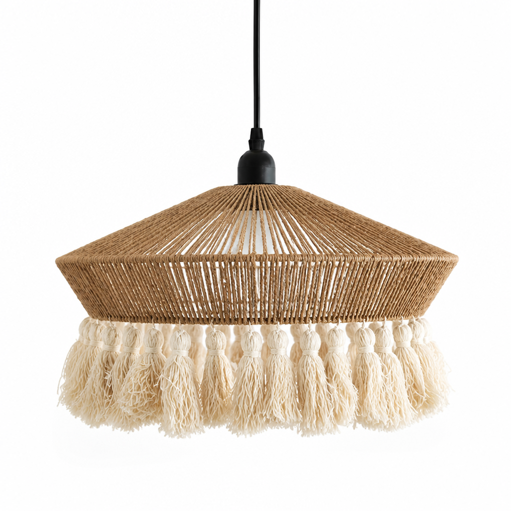 Boho Cotton Rope Tassel Pendant Light