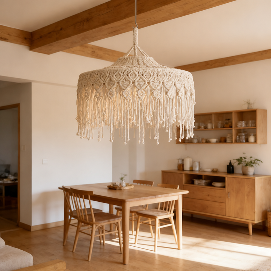 Boho Cotton Tassel Pendant Light
