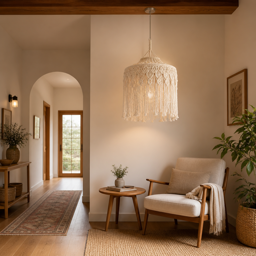 Boho Cotton Tassel Pendant Light