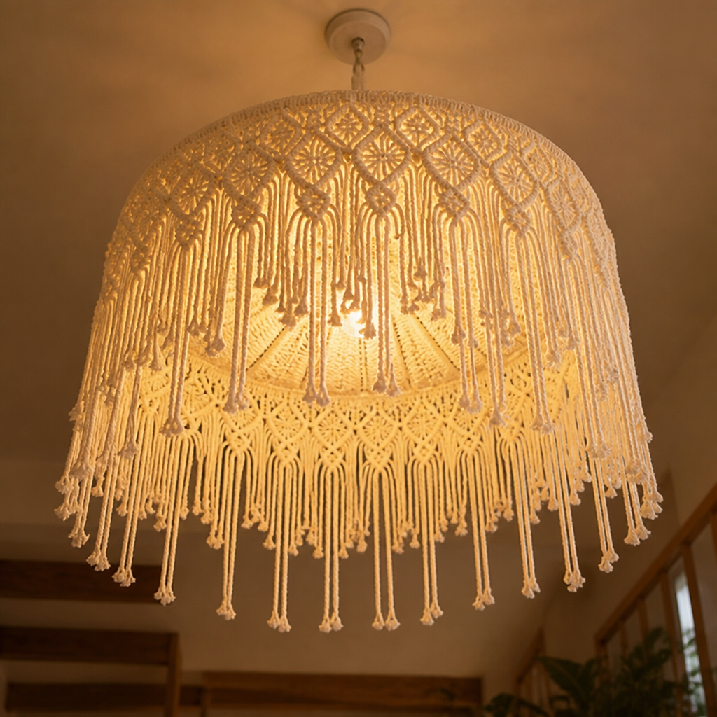 Boho Cotton Tassel Pendant Light