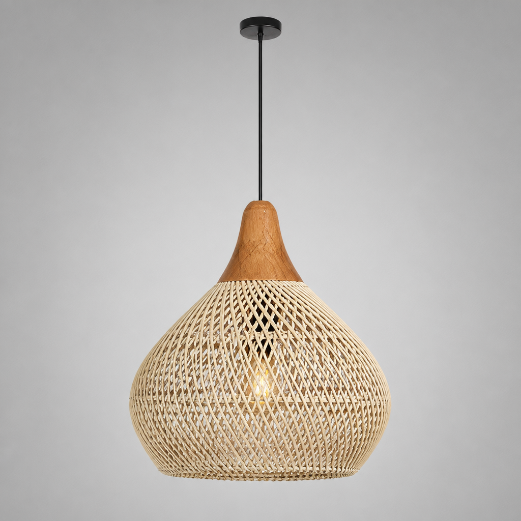 Boho Handmade Natural Rattan Pendant Light