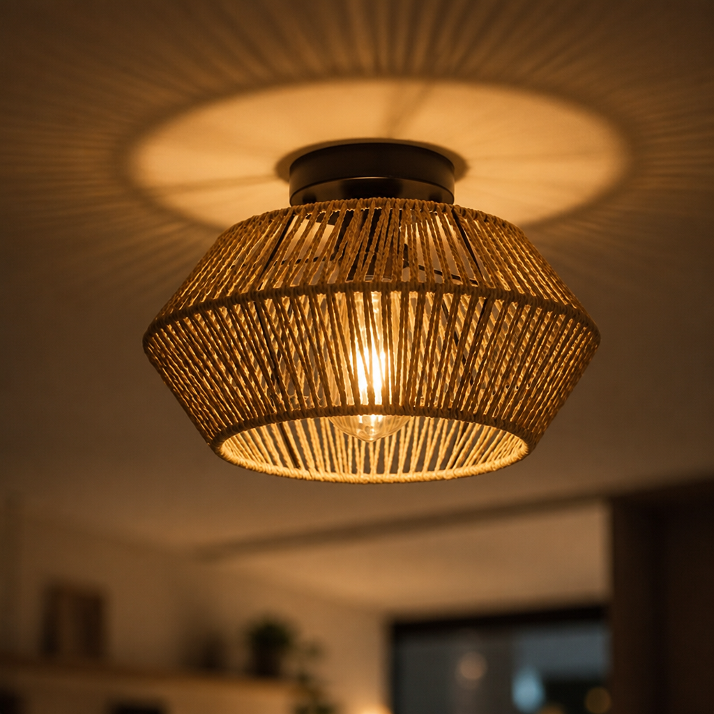 Boho Handwoven Rattan Pendant Light