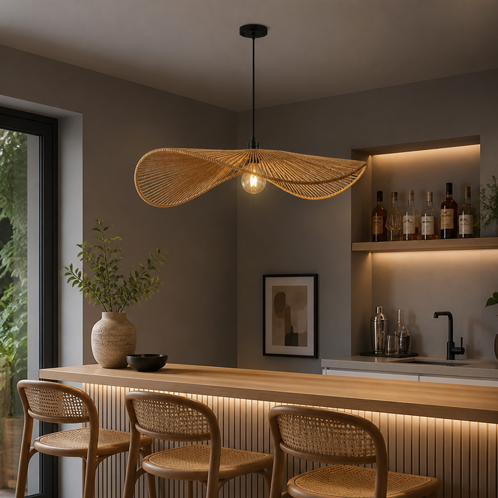 Boho Handwoven Rattan Pendant Light