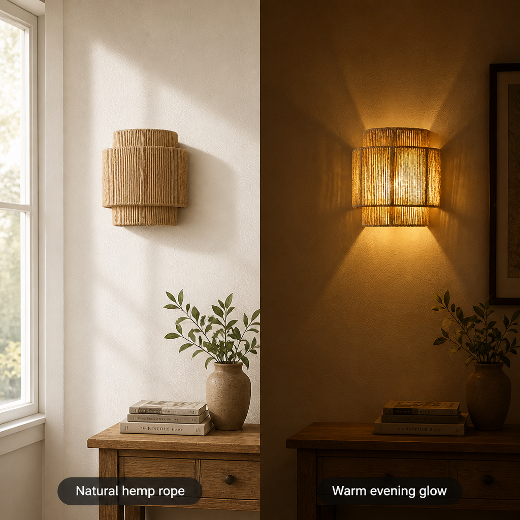 Boho Hemp Rope Wall Sconce