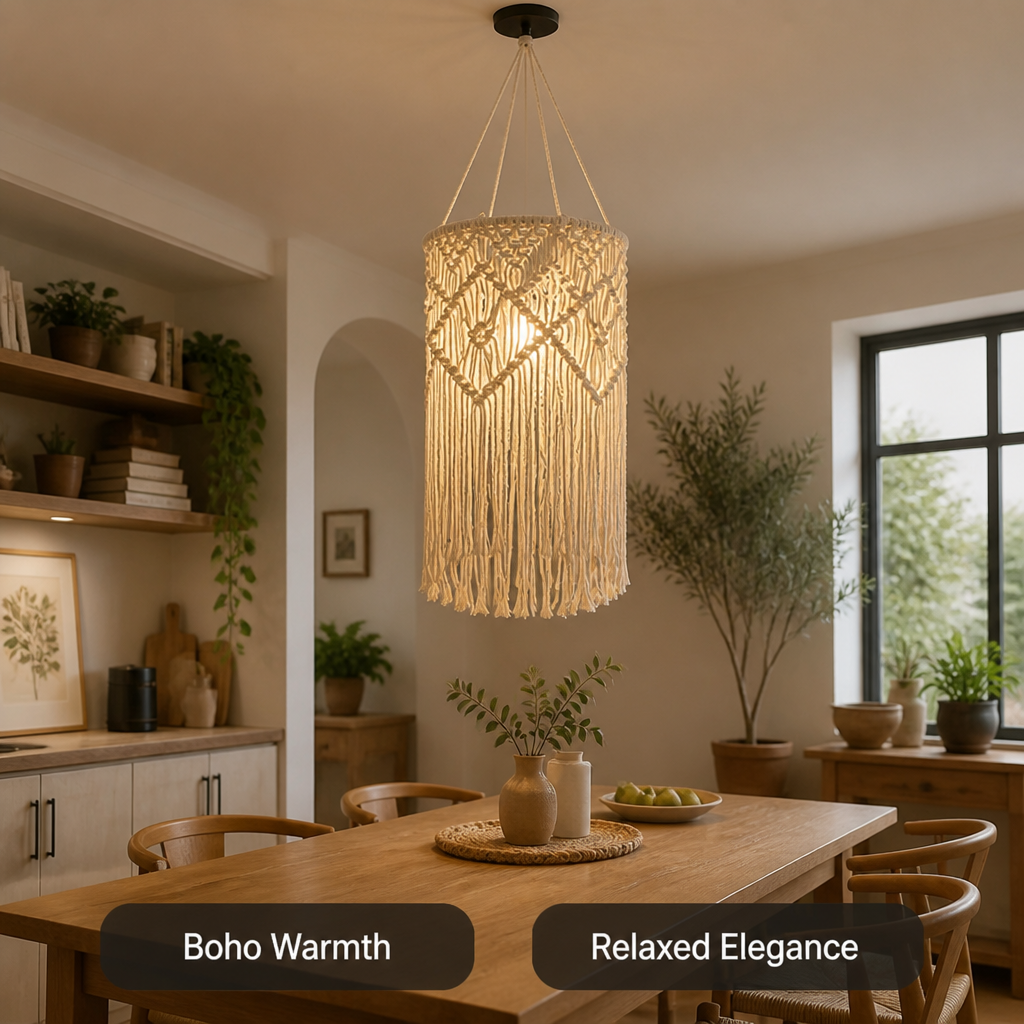 Boho Macrame Pendant Light