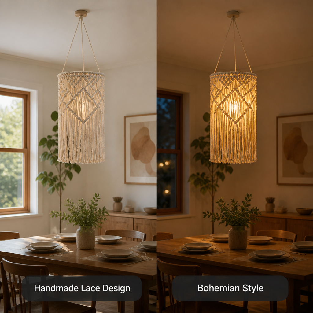 Boho Macrame Pendant Light