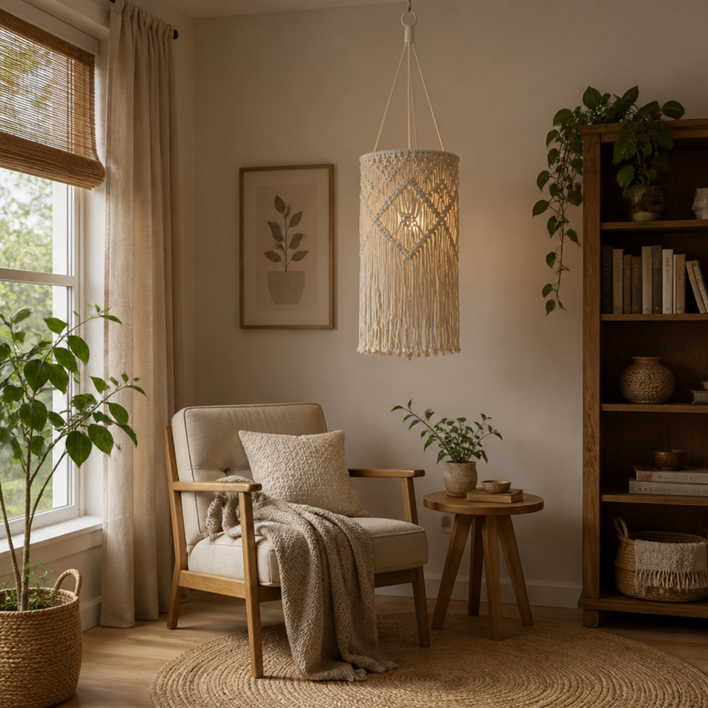 Boho Macrame Pendant Light