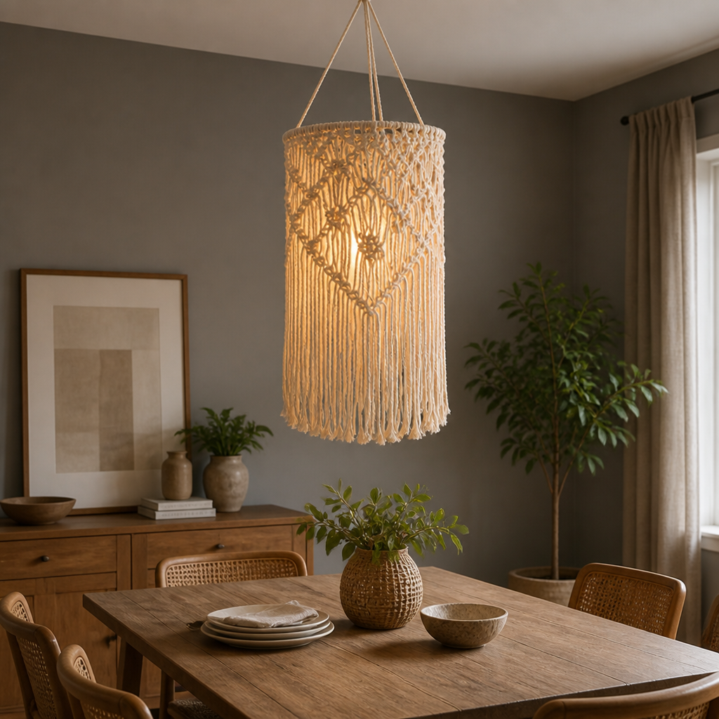 Boho Macrame Pendant Light