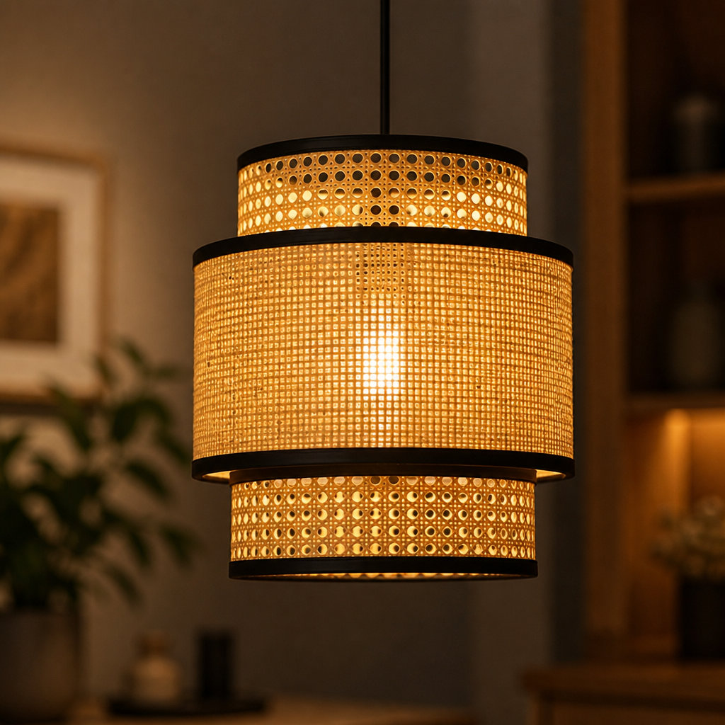 Boho Rattan Chandelier