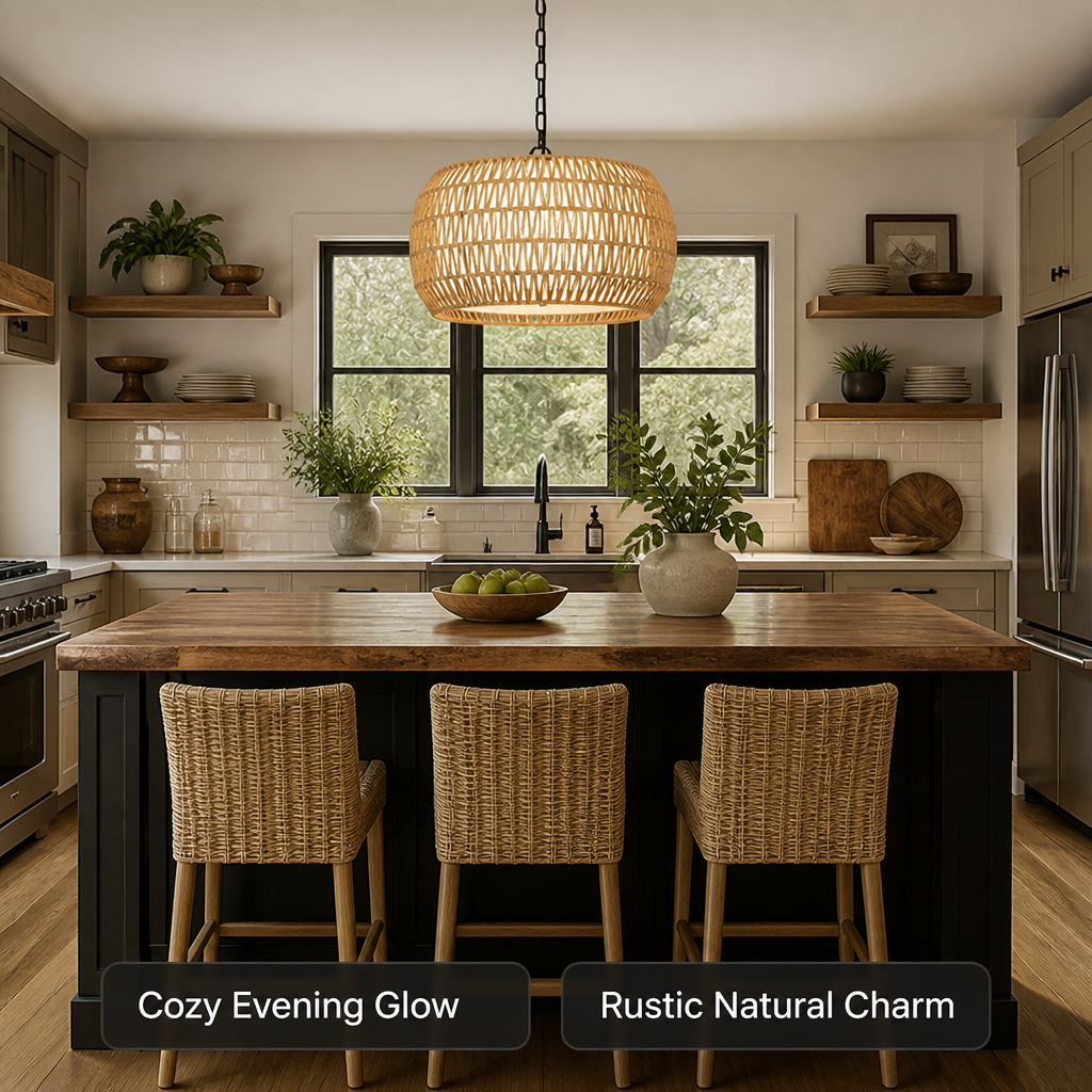 Boho Rattan Hand-Woven Chandelier