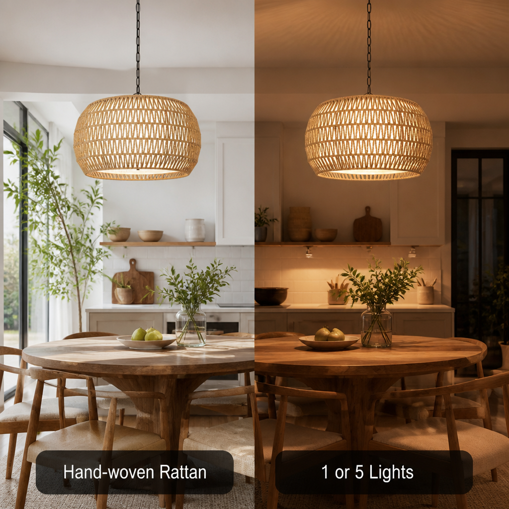 Boho Rattan Hand-Woven Chandelier