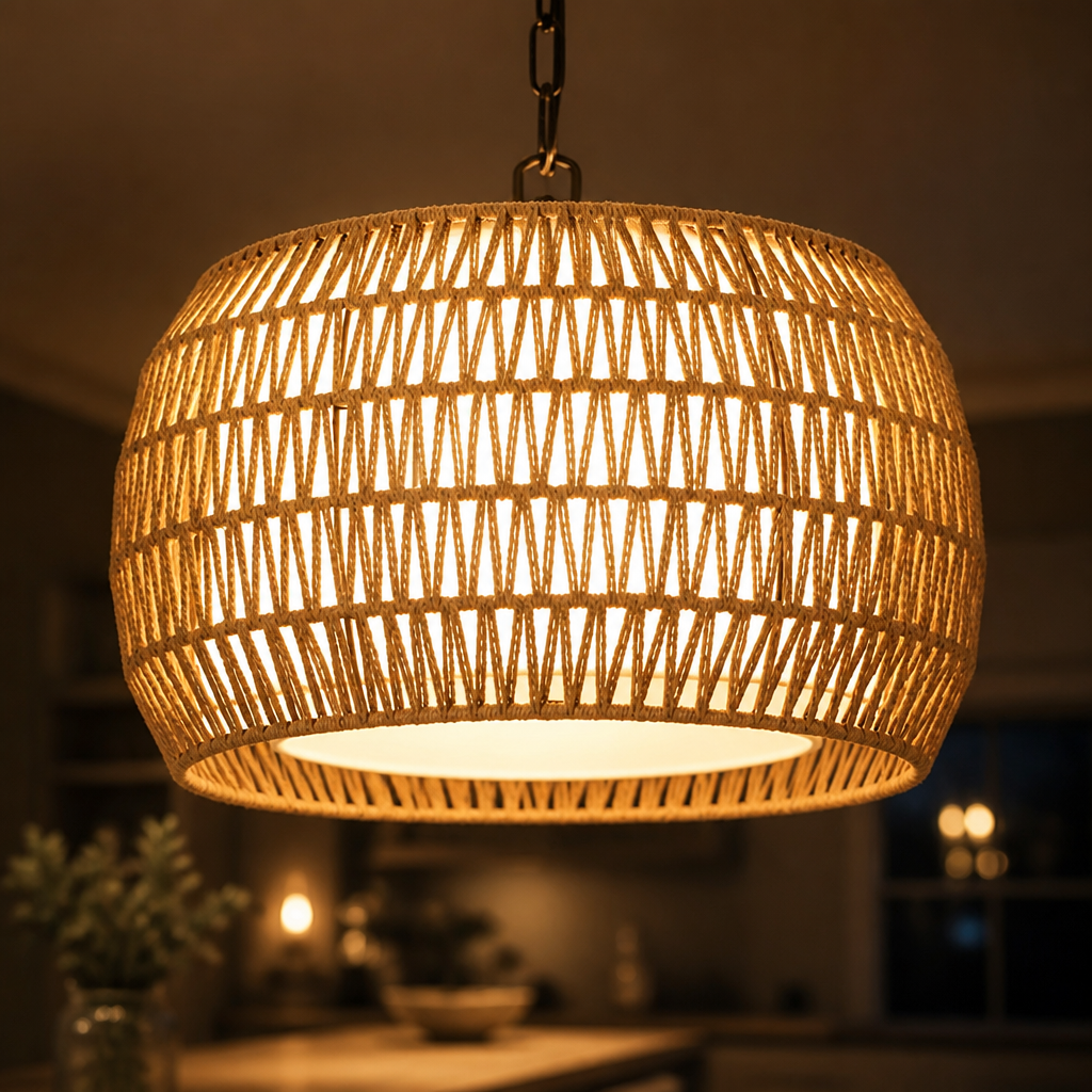 Boho Rattan Hand-Woven Chandelier