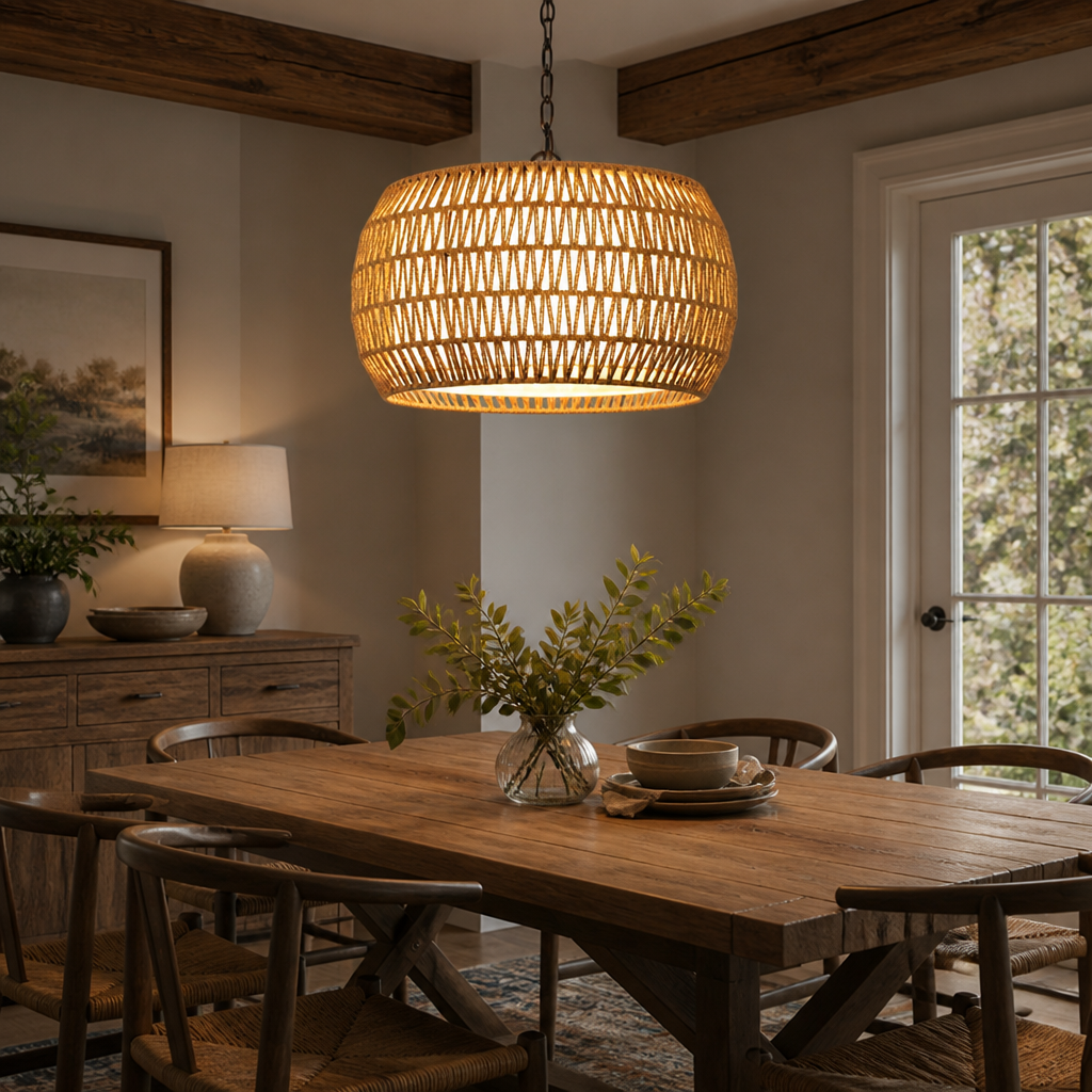 Boho Rattan Hand-Woven Chandelier
