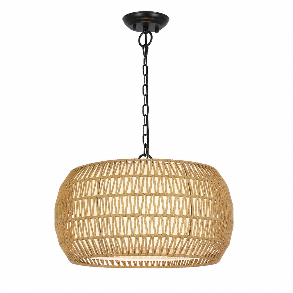 Boho Rattan Hand-Woven Chandelier
