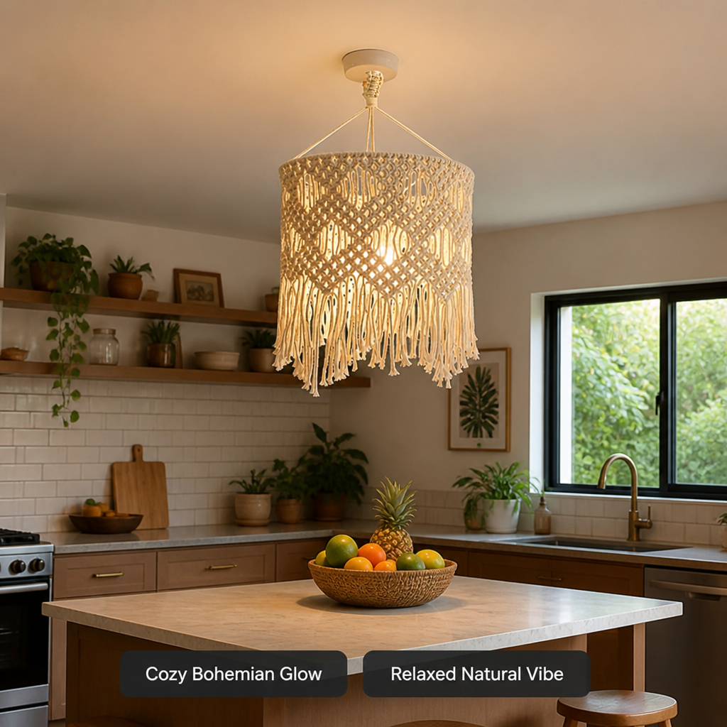 Boho Rattan Handwoven Pendant Light