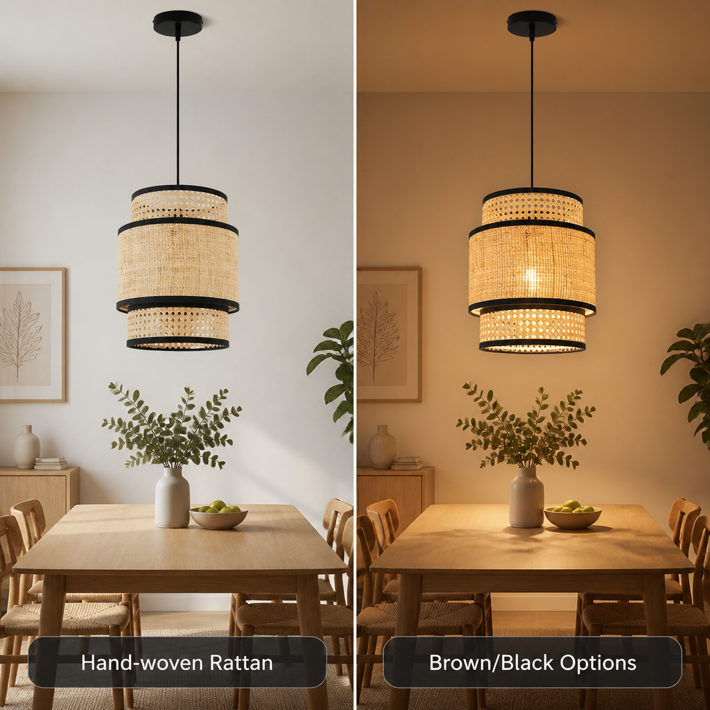 Boho Rattan Handwoven Pendant Light