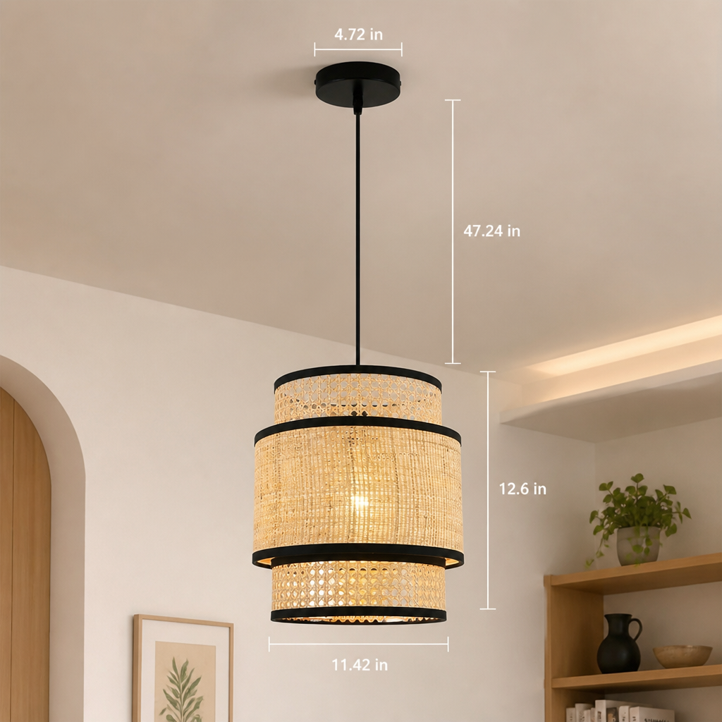 Boho Rattan Handwoven Pendant Light