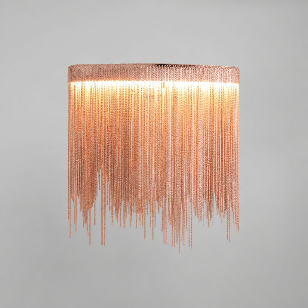 Boho Rose Gold LED Tassel Chandelier