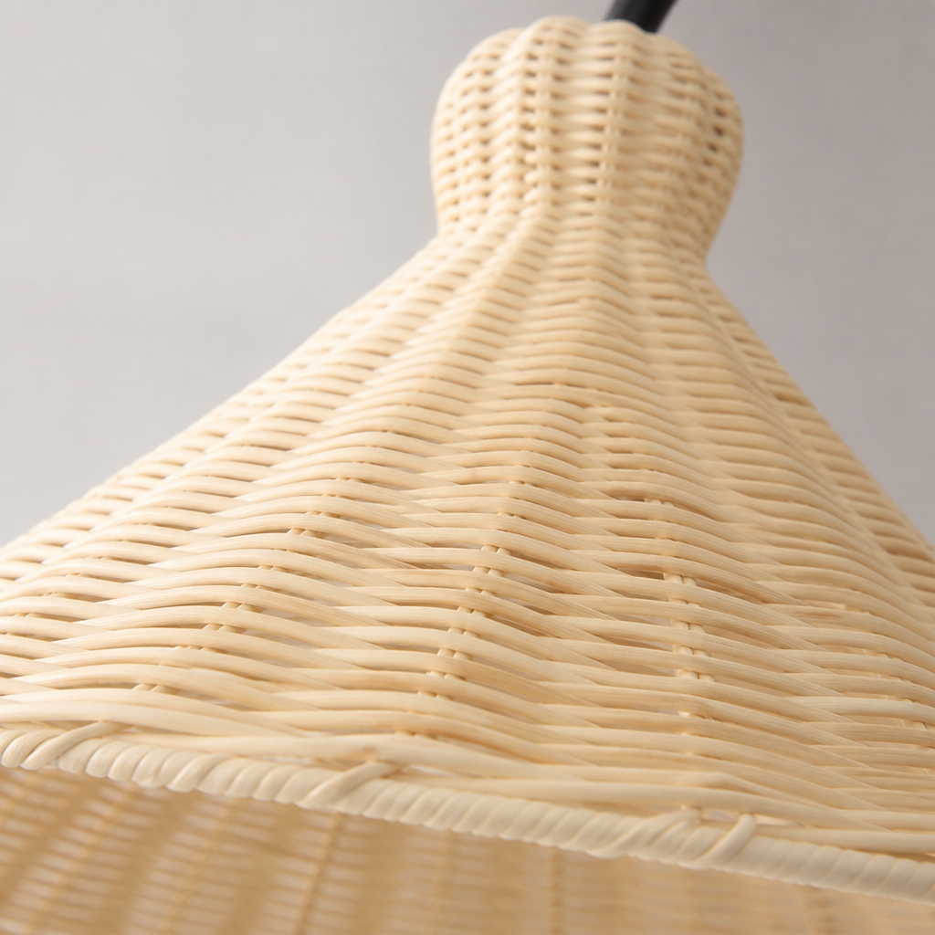 Boho White Rattan Convertible Chandelier