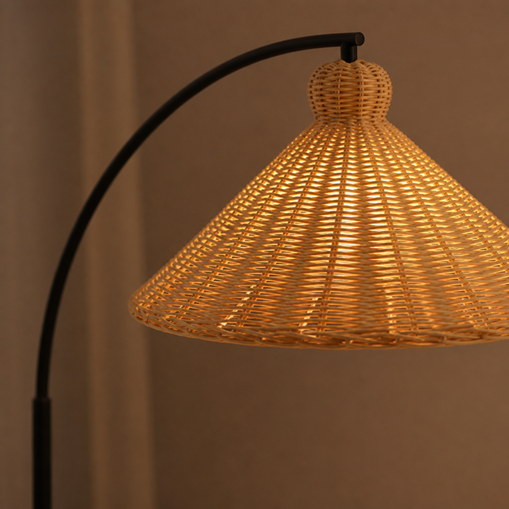 Boho White Rattan Convertible Chandelier