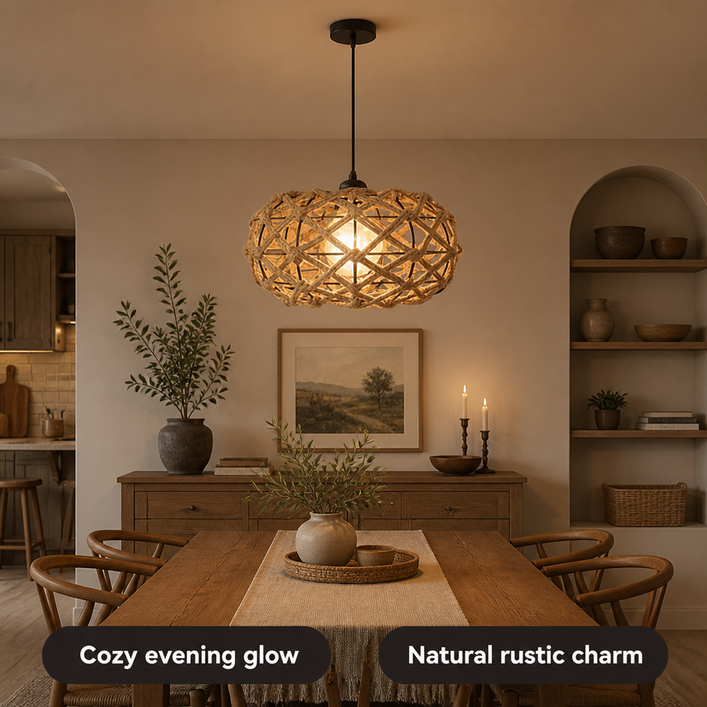Boho Wicker Pendant Light