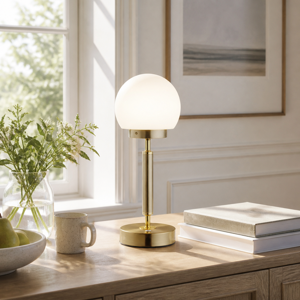 Brass & Glass LED Touch Table Lamp