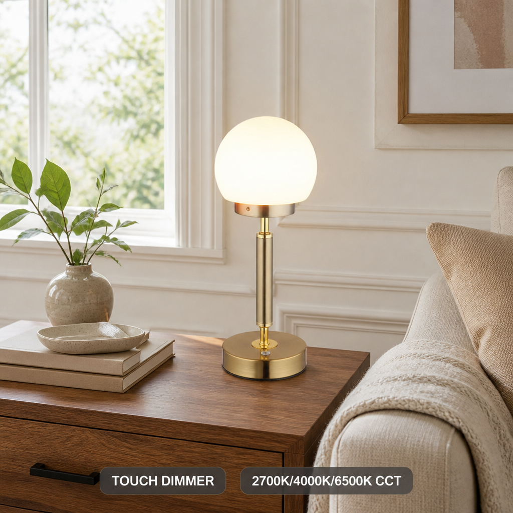 Brass & Glass LED Touch Table Lamp